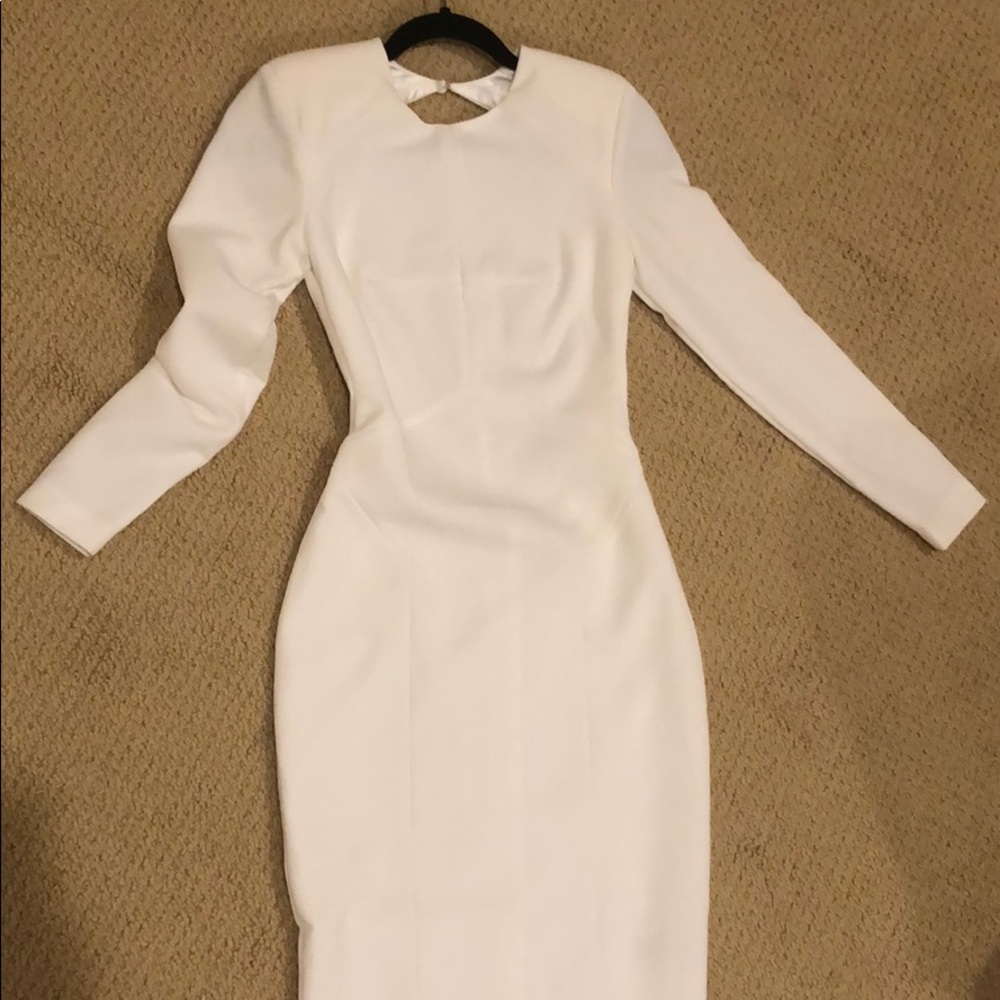 ASOS cream fitted backless midi dress. Sz 0